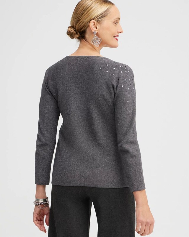Sequin Ombre Pullover Sweater - image 3